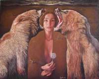 Agim Meta - The Visible Bears And The Invisible Woman - Oil On Canvas 81X65 Cm 2006