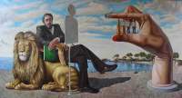 Agim Meta - Doctor Adhamudhi And The Big Hand With Small People - Oil On Canvas 264X144 Cm 2007